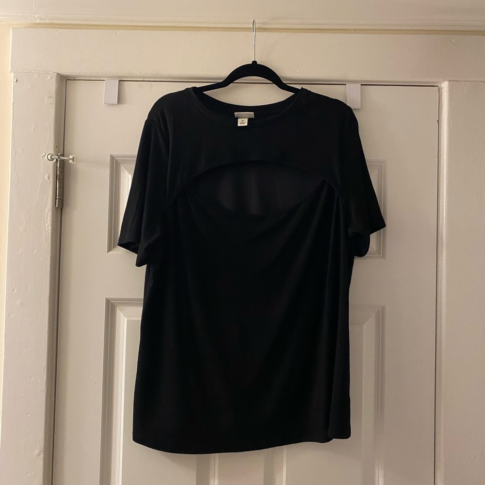 Black ribbed top